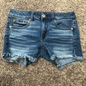 ae midi length denim shorts